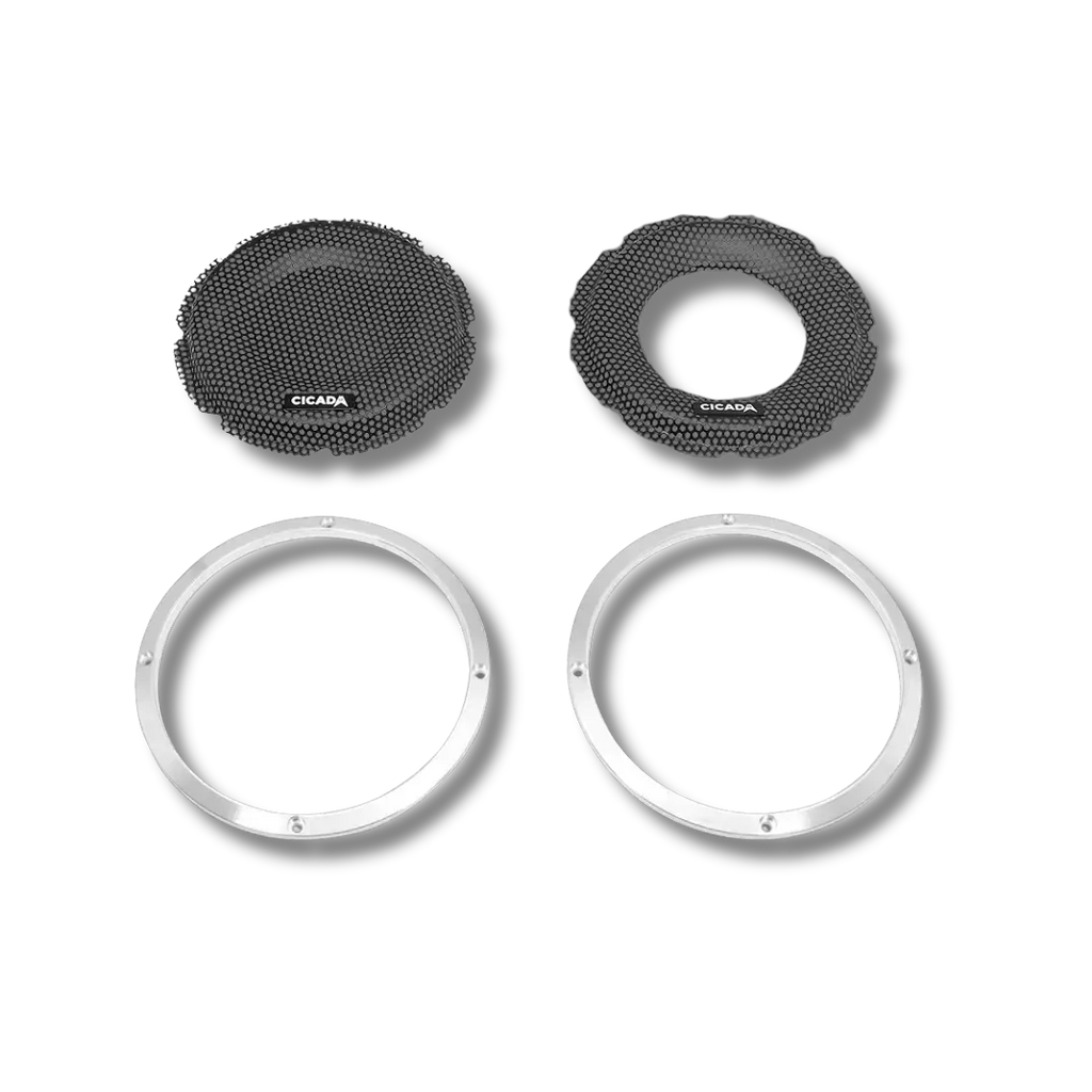 Cicada Audio CBG65FR — 6.5″ Flush Style Speaker Grilles (Raw Rings / Black Grilles)