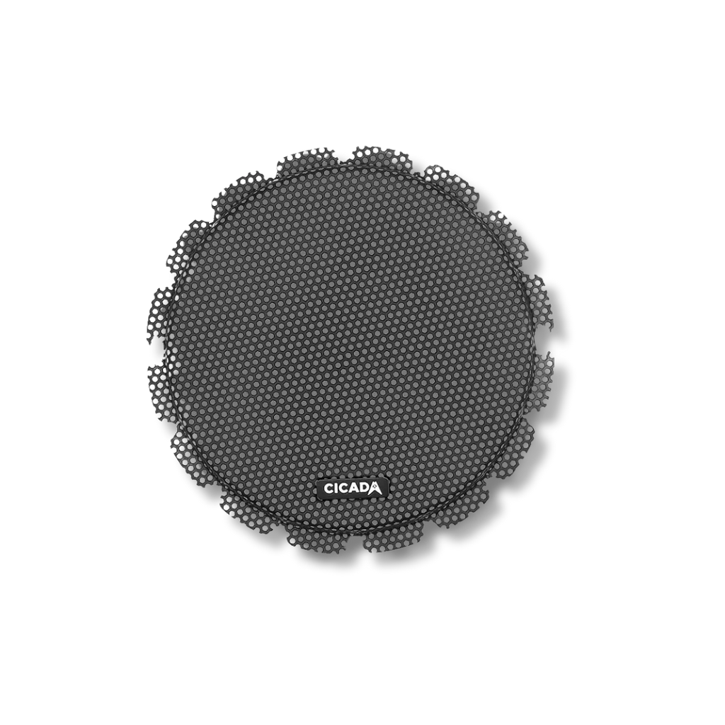 Cicada Audio CBG8F — 8″ Flush Style Billet Speaker Grilles (Black Aluminium Rings, Pair)