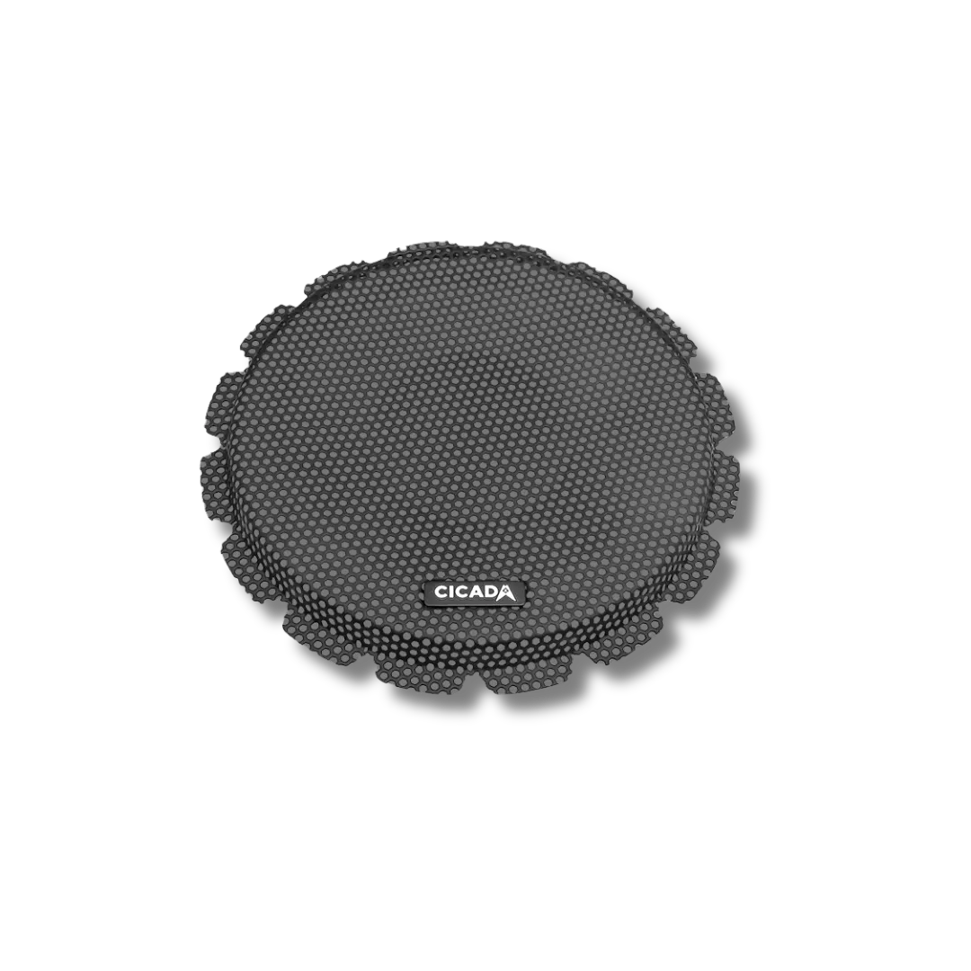 Cicada Audio CBG8F — 8″ Flush Style Billet Speaker Grilles (Black Aluminium Rings, Pair)