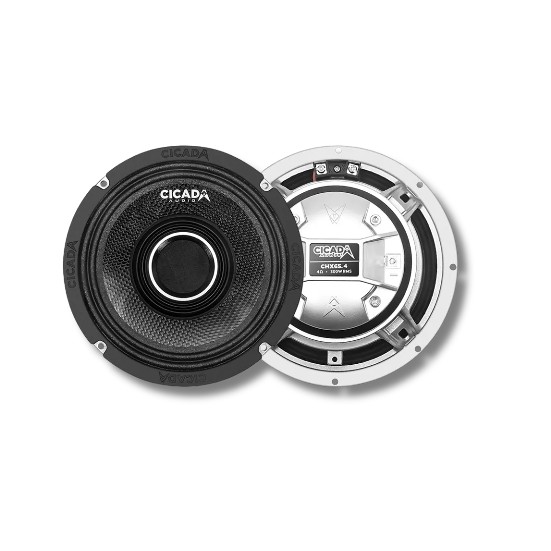 Cicada Audio CHX65.2 — 6.5" Pro Coaxial Horn Motorcycle Speakers (2Ω, Carbon Matrix Composite)