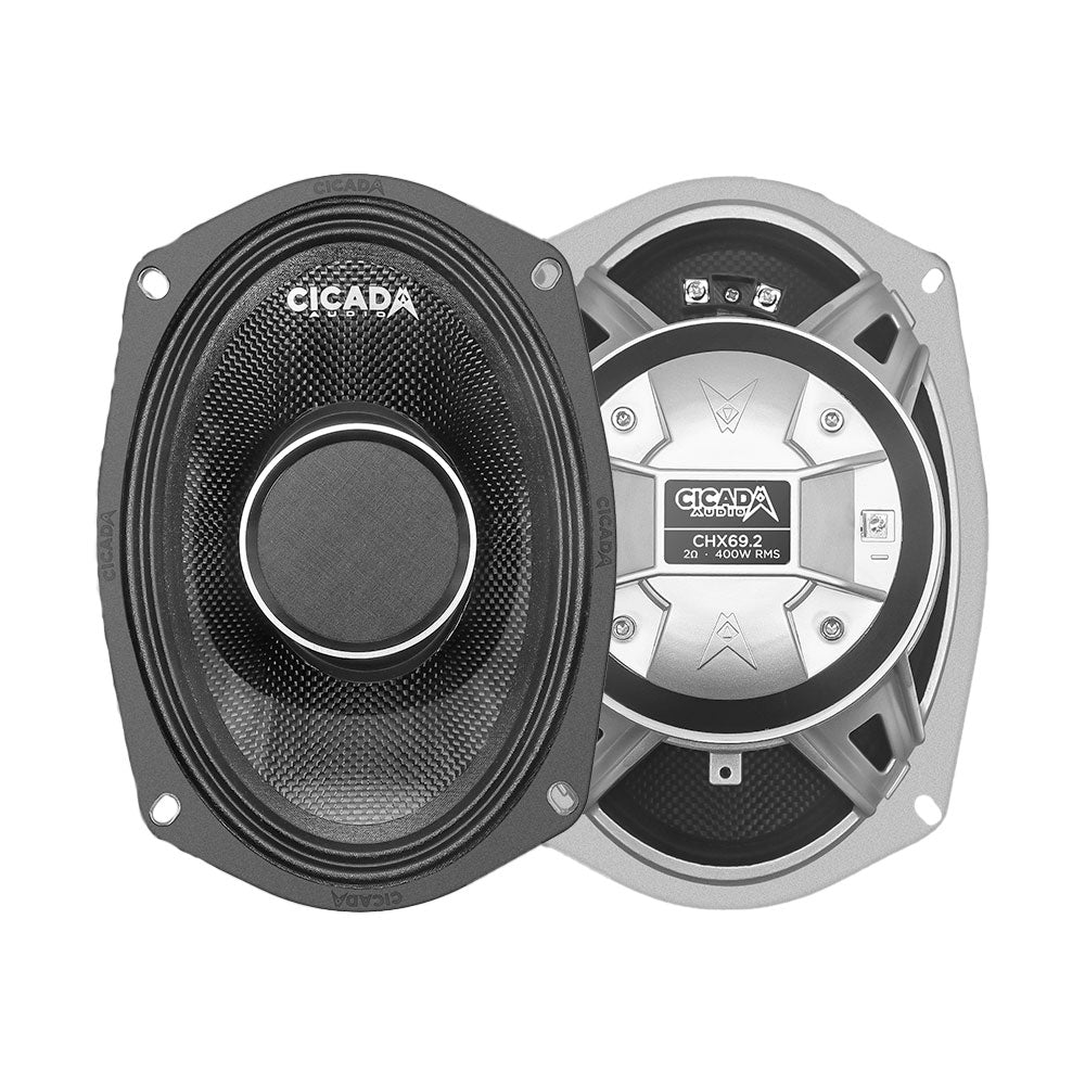 Cicada Audio CHX65.2 — 6.5" Pro Coaxial Horn Motorcycle Speakers (2Ω, Carbon Matrix Composite)