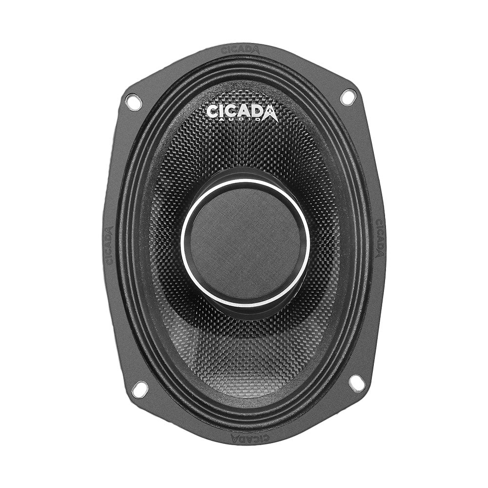 Cicada Audio CHX69.2 — 6x9" Pro Coaxial Horn Motorcycle Speakers (2Ω, Carbon Matrix Composite)