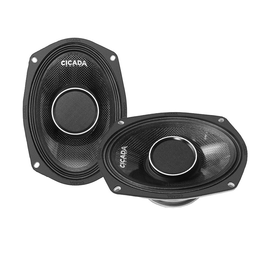 Cicada Audio CHX69.2 — 6x9" Pro Coaxial Horn Motorcycle Speakers (2Ω, Carbon Matrix Composite)