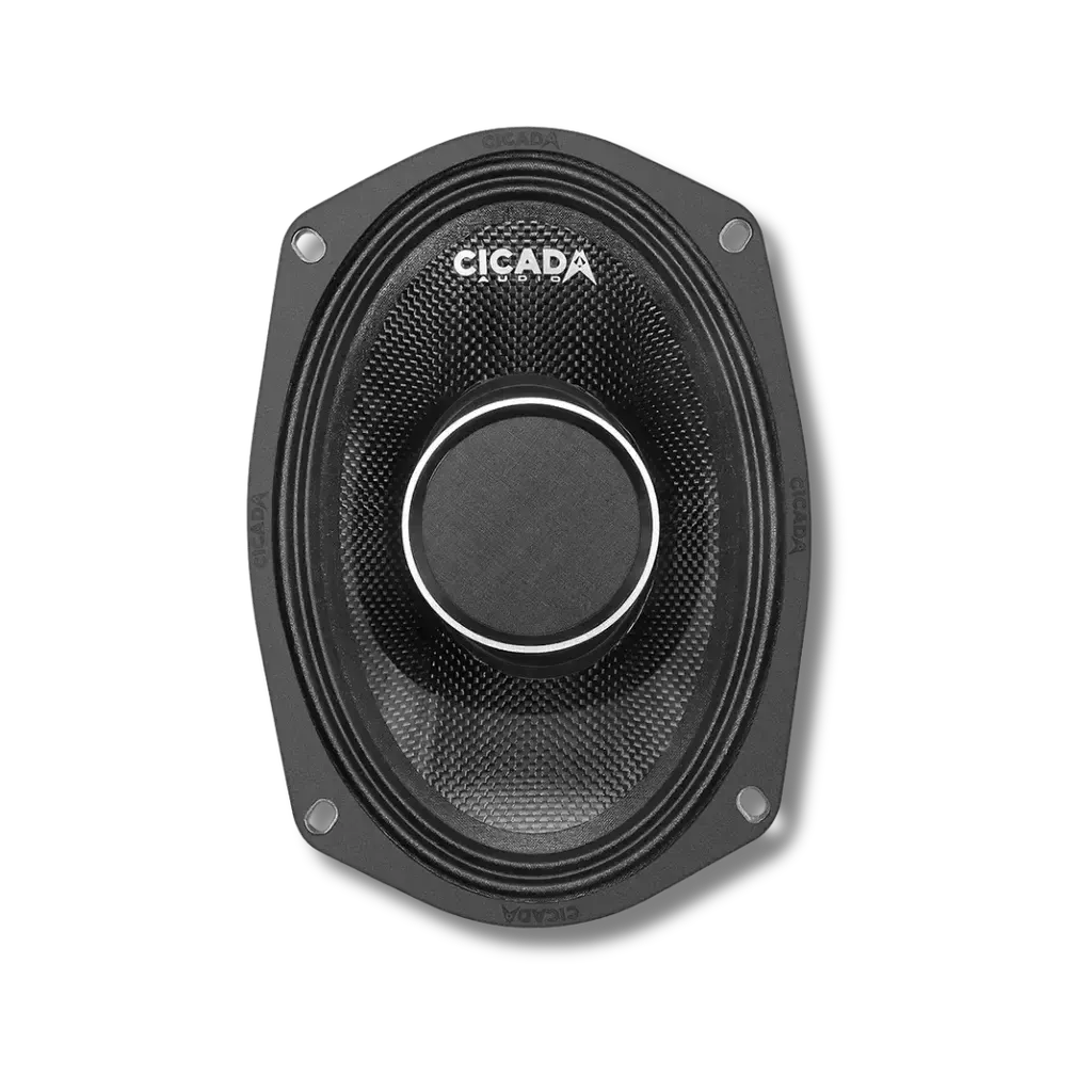 Cicada Audio CHX69.4 — 6x9" Pro Coaxial Horn Motorcycle Speakers (4Ω, Carbon Matrix Composite)