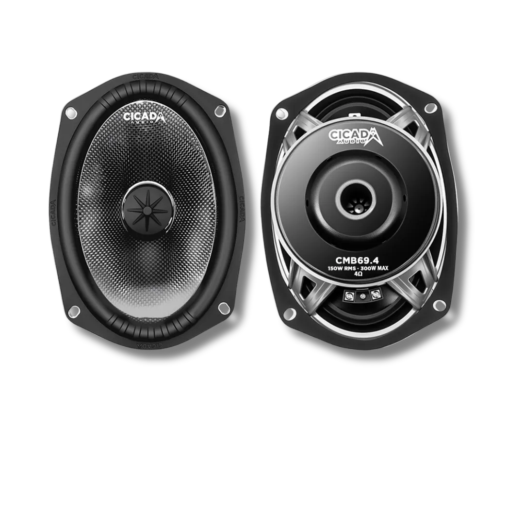 Cicada Audio CMB69.4 — 6×9″ Pro Mid-Bass Carbon Matrix Motorcycle Speakers (4Ω, Pair)