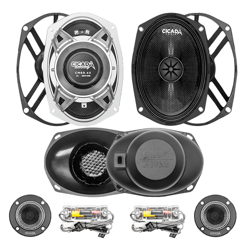 Cicada Audio CXK69.4 6×9″ Mid-Bass Component Speaker Kit for 2014–2023 Harley-Davidson Touring Models (4Ω)