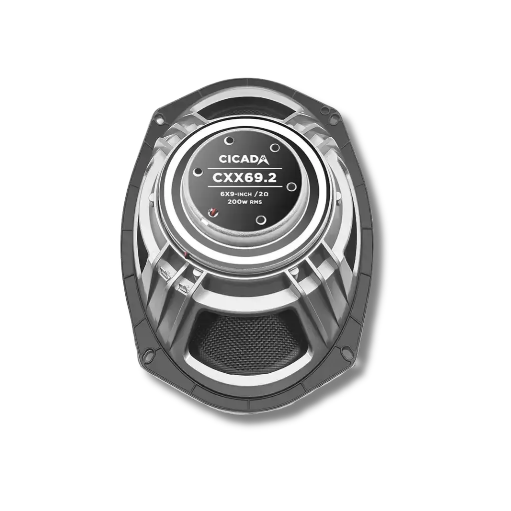 Cicada Audio CXX69.2 — 6x9" High-Output Motorcycle Coaxial Speakers (2Ω, 2" Voice Coil)