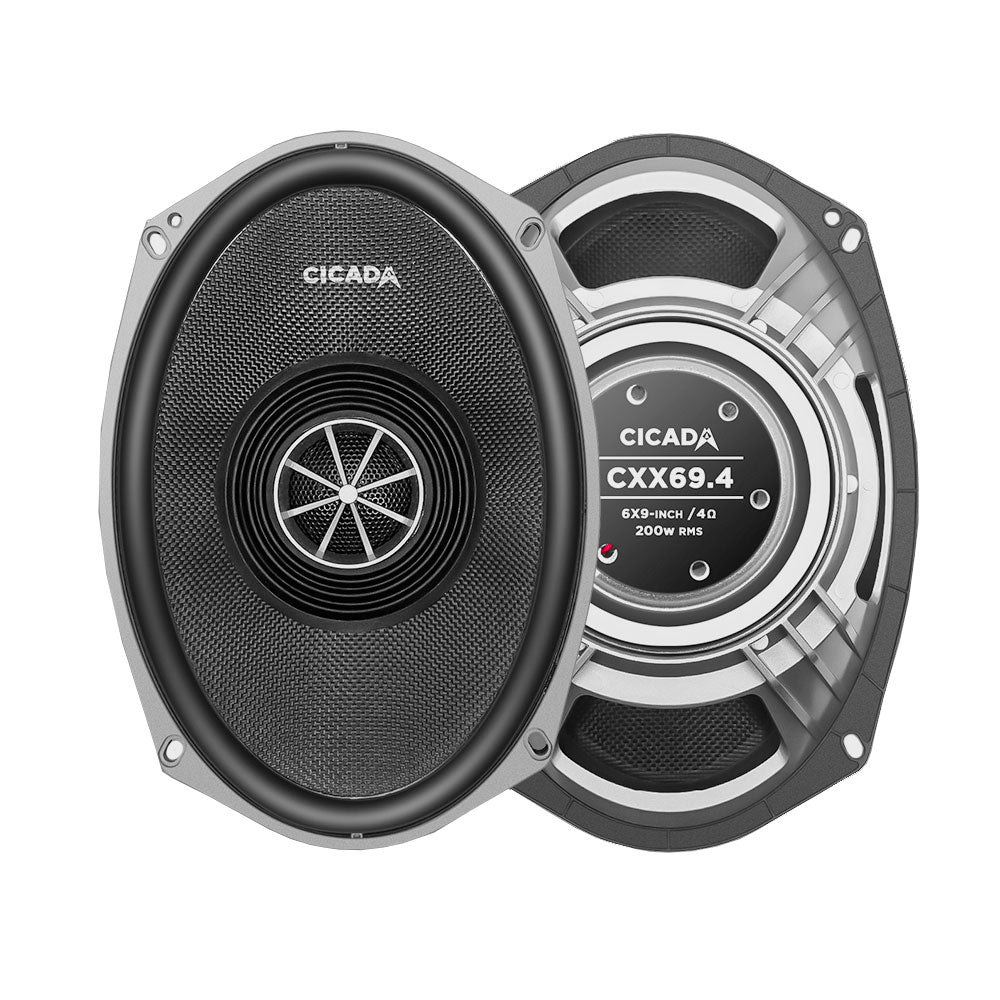 Cicada Audio CXX69.4 — 6x9" High-Performance Motorcycle Coaxial Speakers (4Ω, 2" Voice Coil)