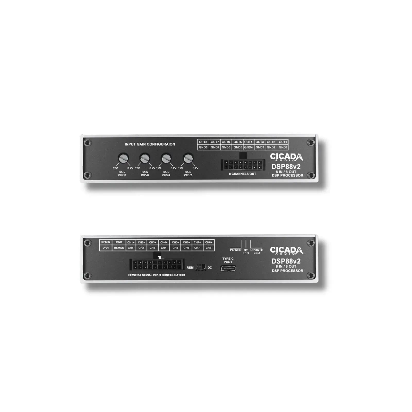 Cicada Audio DSP88v2 — 8×8 Motorcycle DSP Processor (8 In / 8 Out)