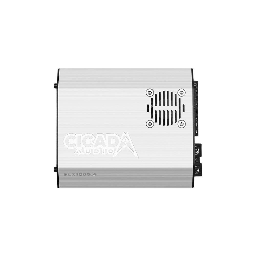 Cicada Audio FLX1000.4 — 4-Channel High-Power Class-D Motorcycle Amplifier (1000W RMS / Compact Chassis)