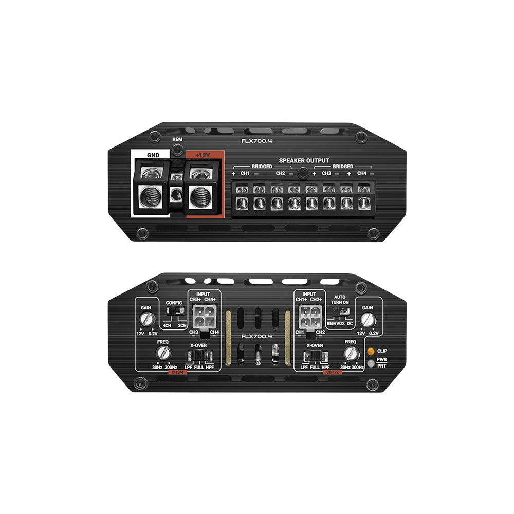 Cicada Audio FLX700.4 — 4-Channel Full-Range Class-D Motorcycle Amplifier (700W RMS / Weatherproof)