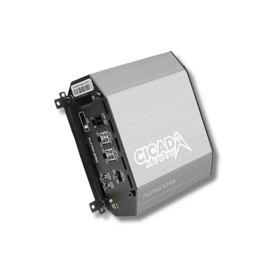 Cicada Audio FLX700.4PRO — Ultra-Compact 4-Channel DSP PRO Amplifier (700W) for Harley & Bagger Audio