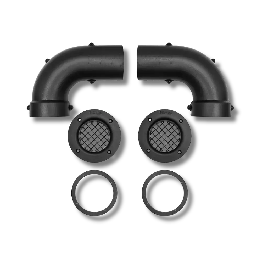 Cicada Audio HDPORT3 3″ Right-Angle Aero Port Kit (Motorcycle Saddlebag Applications)