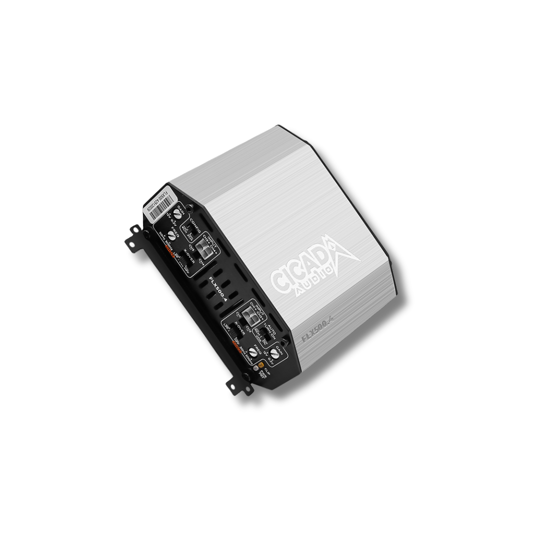 Cicada Audio FLX500.4 — Compact 4-Channel Class-D Motorcycle Amplifier (500W RMS / 125W x4 @ 2Ω)