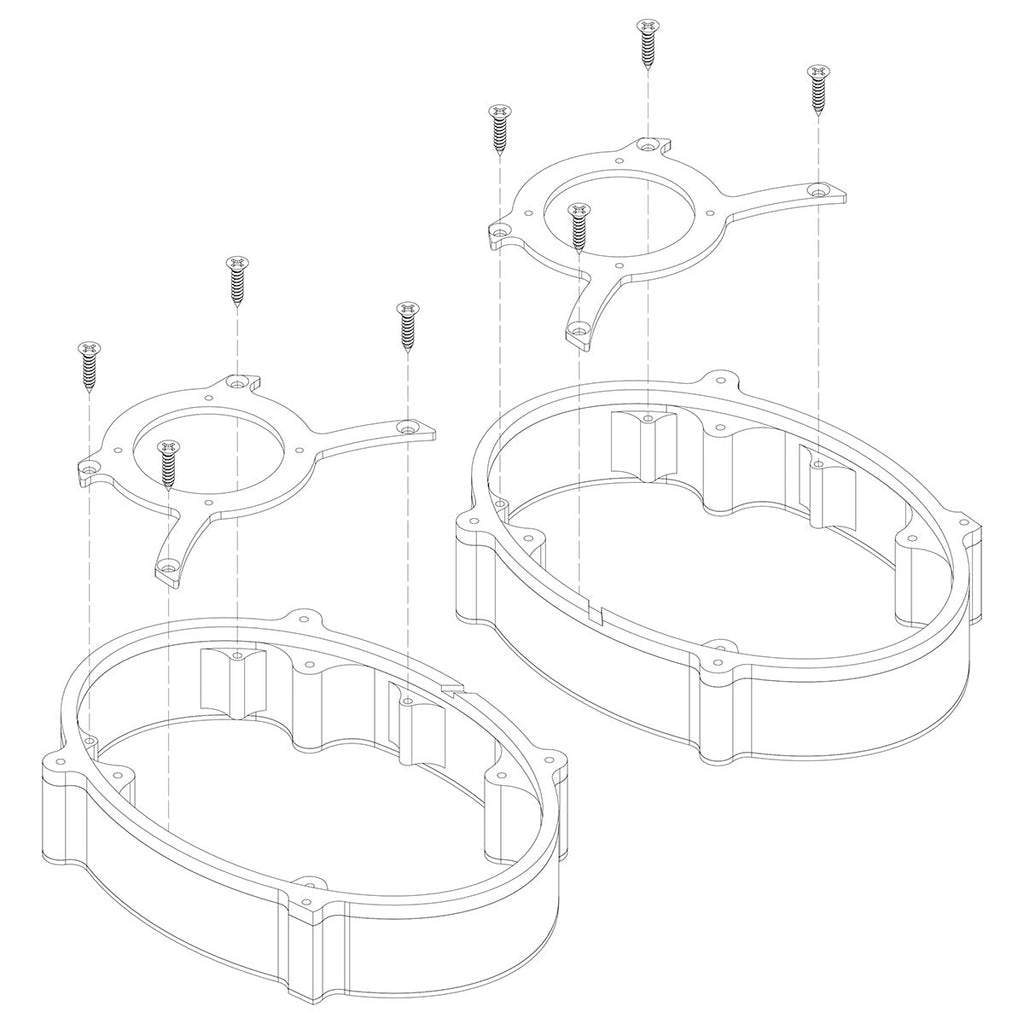 Harley 5×7 to 6×9 Speaker Adapter Kit for Saddlebag Lids – 2014+