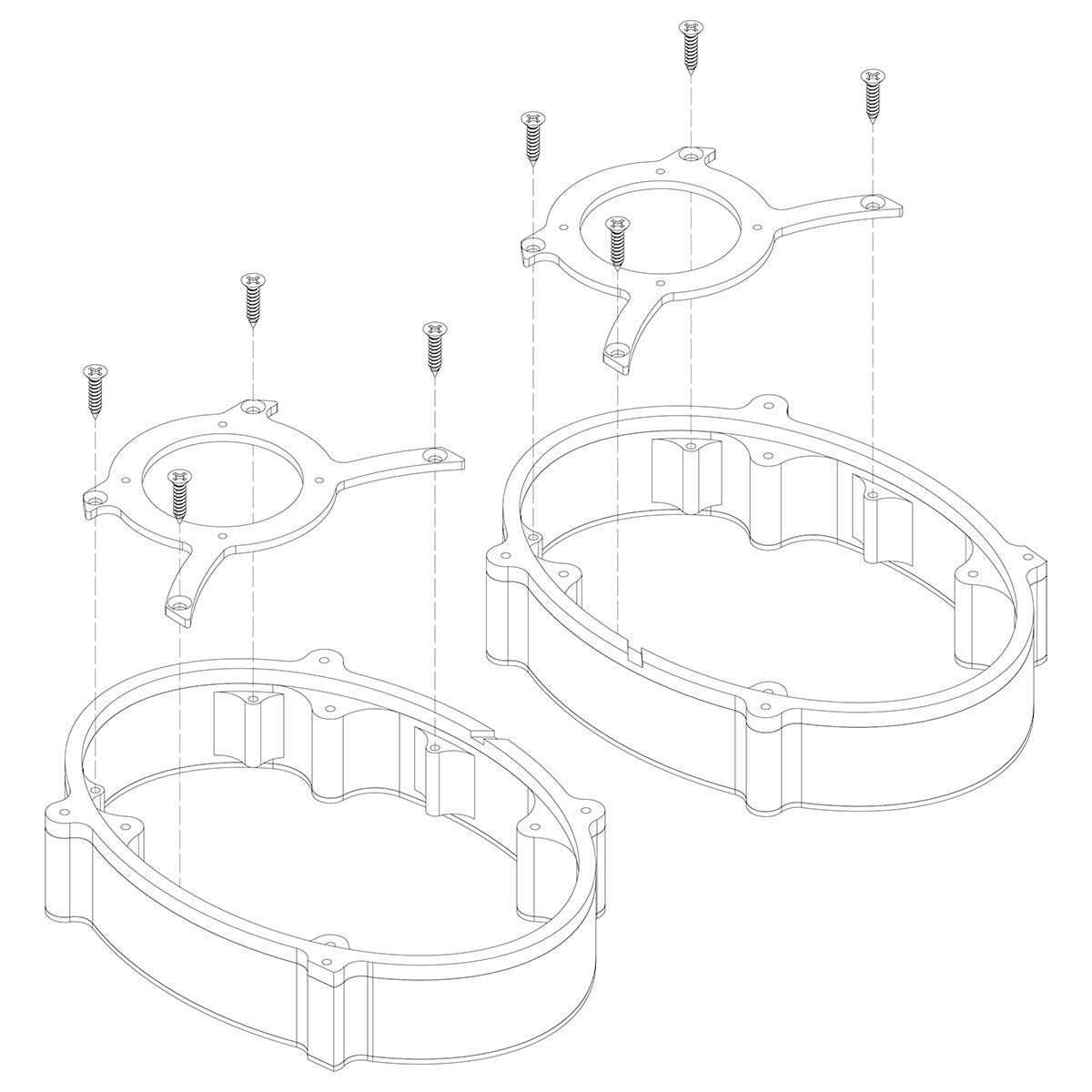 Harley 5×7 to 6×9 Speaker Adapter Kit for Saddlebag Lids – 2014+