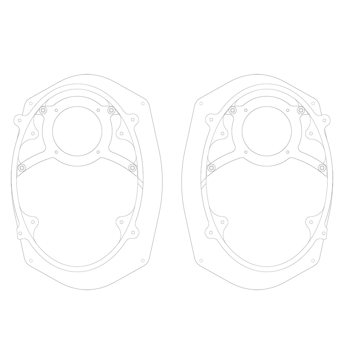 Harley 5×7 to 6×9 Speaker Adapter Kit for Saddlebag Lids – 2014+