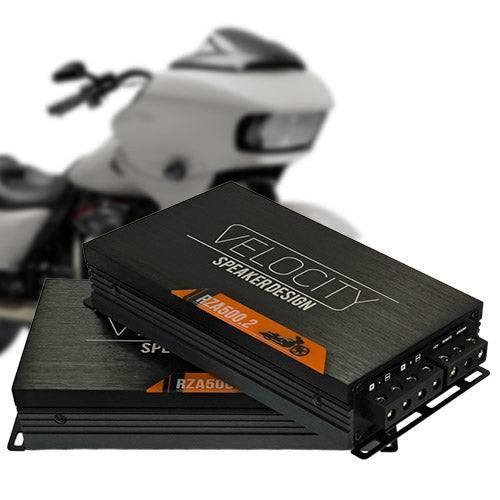 Velocity RZA500.2 Twin — Dual 2-Channel Class-D Amplifier Combo for Harley-Davidson (400W RMS / 100W x4)