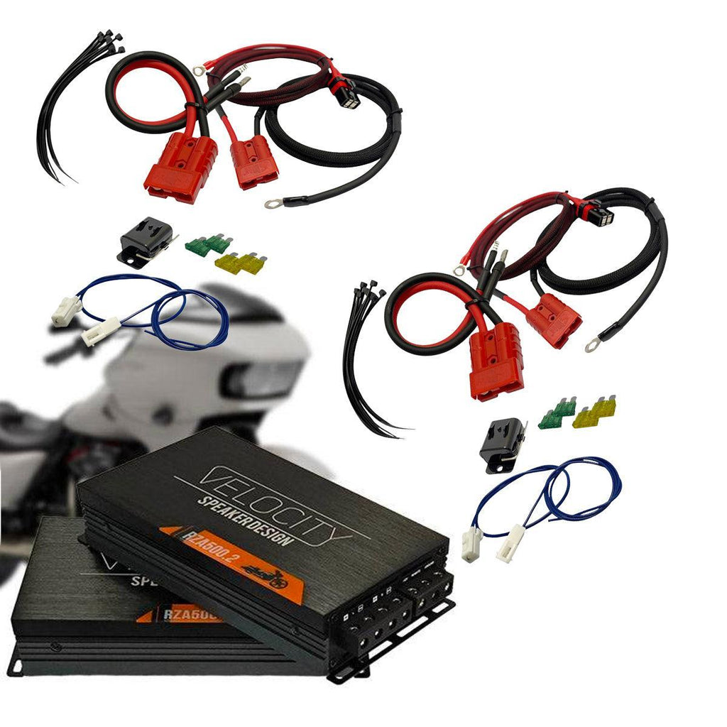 Velocity RZA500.2 Twin — Dual 2-Channel Class-D Amplifier Combo for Harley-Davidson (400W RMS / 100W x4)