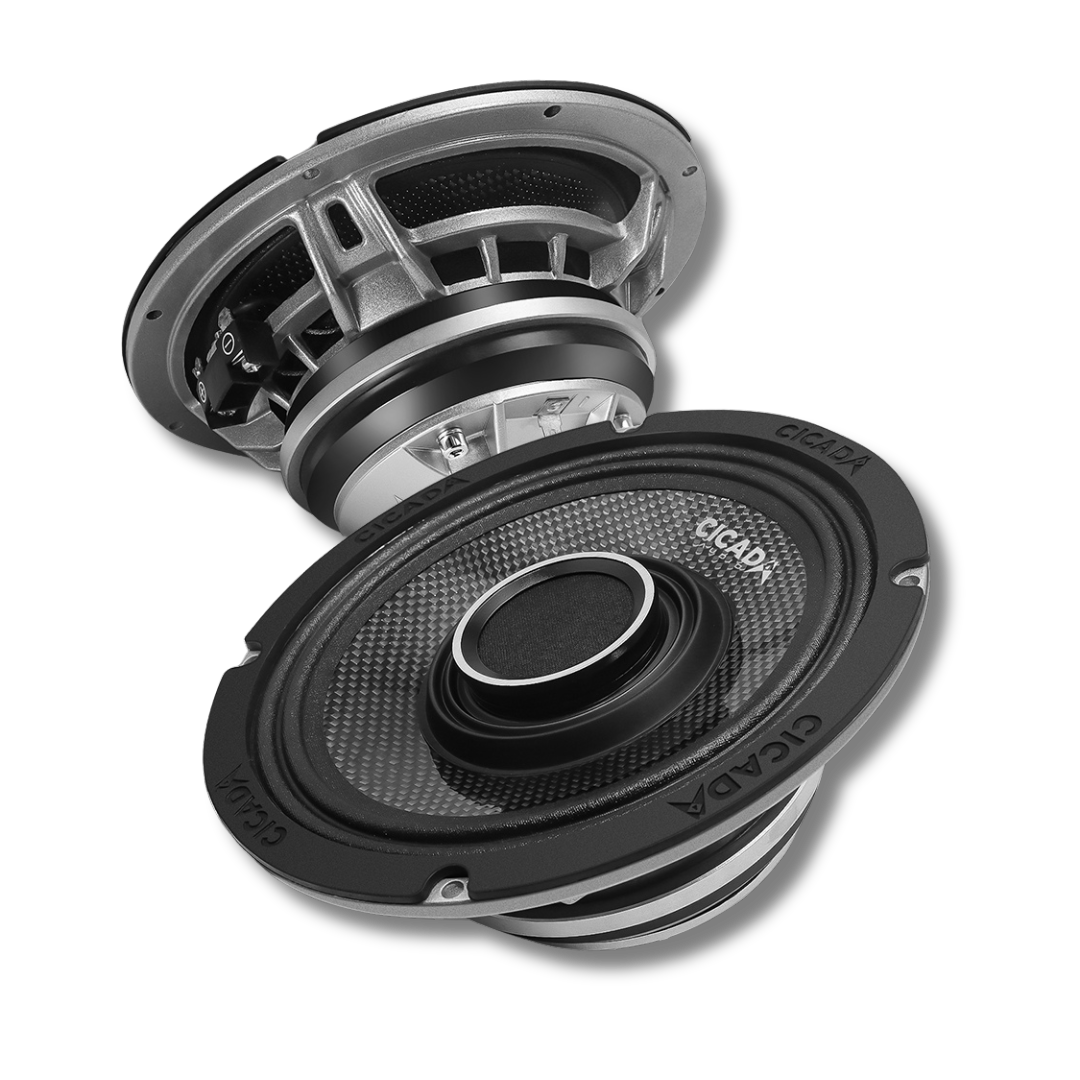 Cicada Audio CHX65.2 — 6.5" Pro Coaxial Horn Motorcycle Speakers (2Ω, Carbon Matrix Composite)